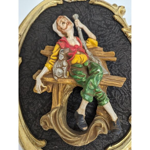 Vintage Empire 3D Wall Art 825 B Italy Picture Man Hunting 16" X 11" - Picture 3 of 9